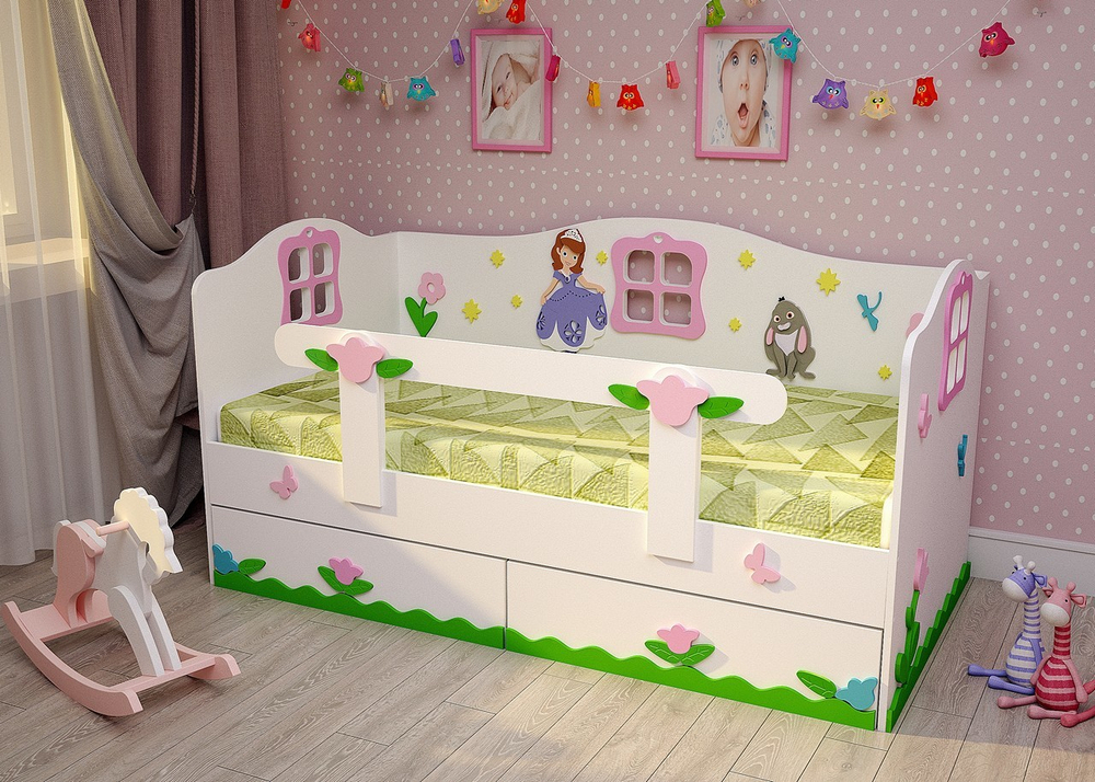 Детская одноярусная кровать Принцесса Плюс арт 1040-160П Фабрика Дубок