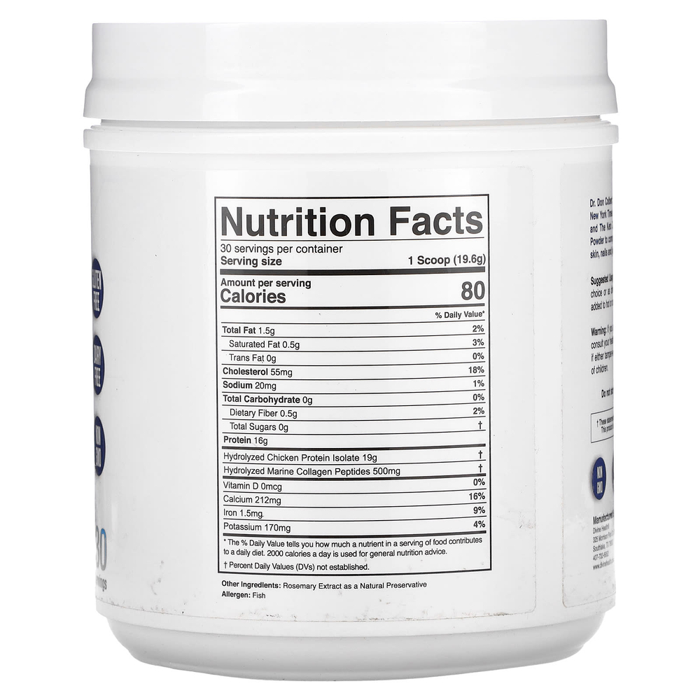 Divine Health, Компанией Dr. Colber's Keto Zone, коллаген в порошке, без добавок, 588 г (20,74 унции)