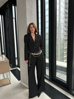 Брюки из вискозы на заниженной талии черные