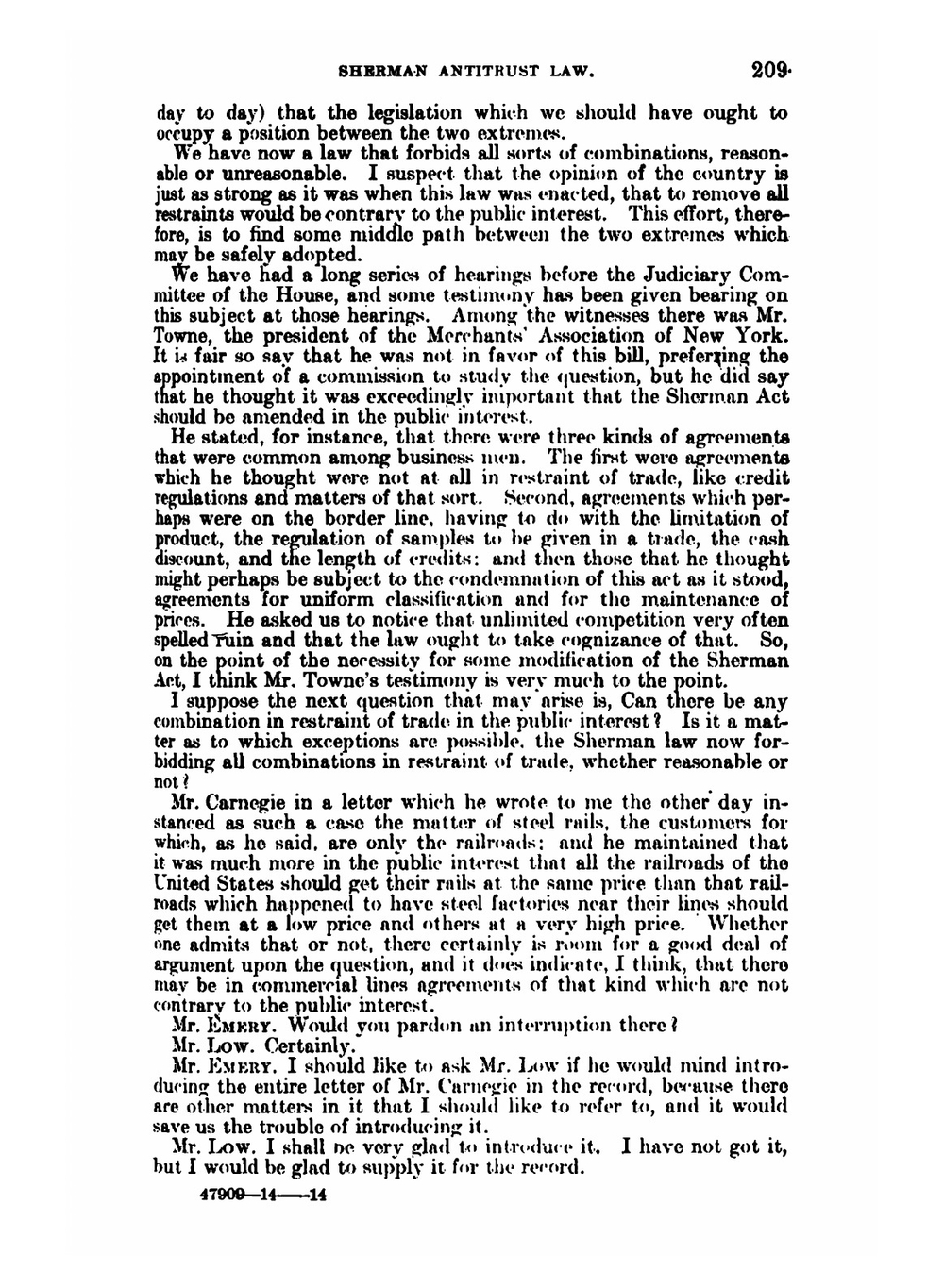 Amendment of Sherman Antitrust Law | H. R.