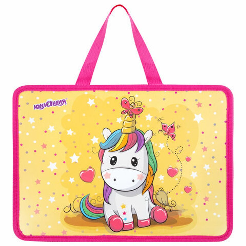 Папка на молнии с ручками ЮНЛАНДИЯ А4, 1 отделение, пластик, 80 мм, "Unipony", 272159