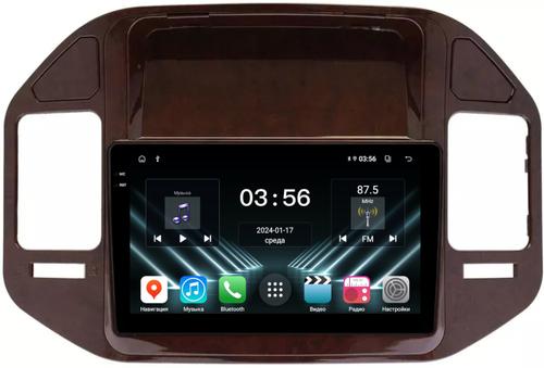 Магнитола для Mitsubishi Pajero 3, Montero 3 1999-2006 (рамка под дерево) - FarCar S280 монитор 9.5" IPS на Android 13, CarPlay