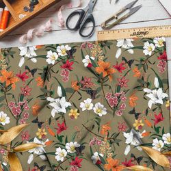 Ткань бифлекс орнамент цветов