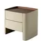Тумба прикроватная 4790 с двумя ящиками, бежевая экокожа, орех