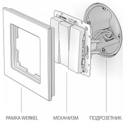 Выключатель трехклавишный без рамки Werkel черный матовый W1130008