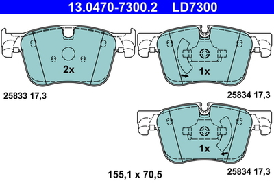 ATE - 13047073002-ATE - Brake Pad Set, disc brake