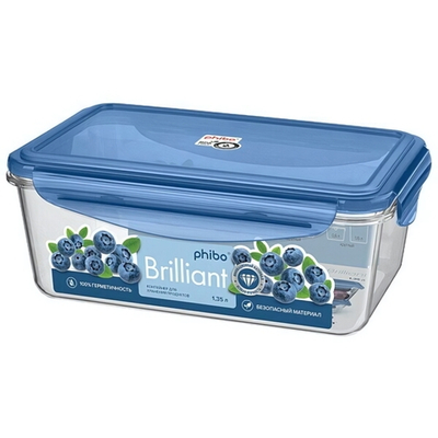Контейнер для продуктов 1,35л прямоугольный «BRILLIANT» синий