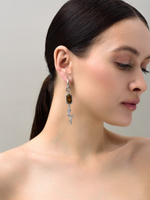 Серьги "Snake Lotus" с тигровым глазом Silver