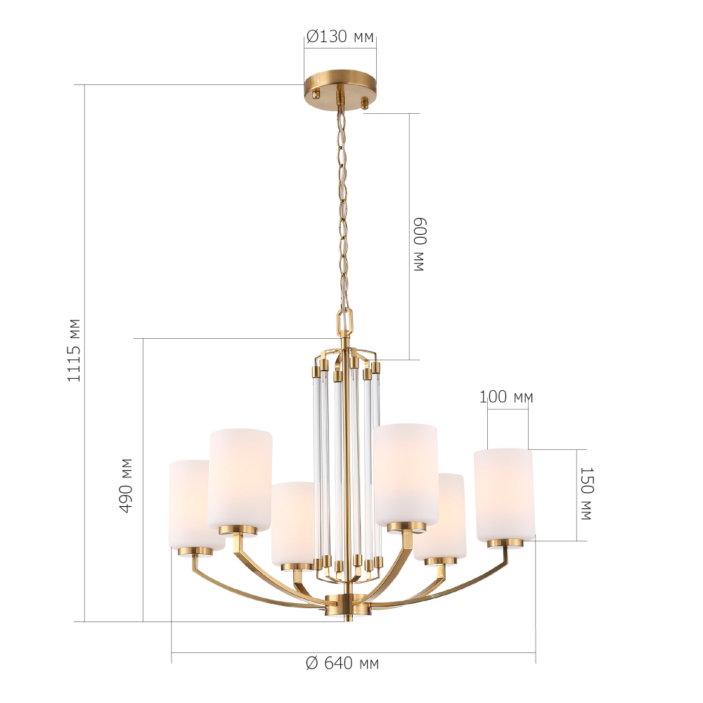 SL1403.303.06 Люстра подвесная ST-Luce Латунь/Прозрачный E27*6 40W ОПАЛ
