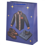 Пакет подарочный бумажный Alingar, (L+) 26х32х10 см, вертикальный, "Для джентльмена", матов. ламинация, ассорти