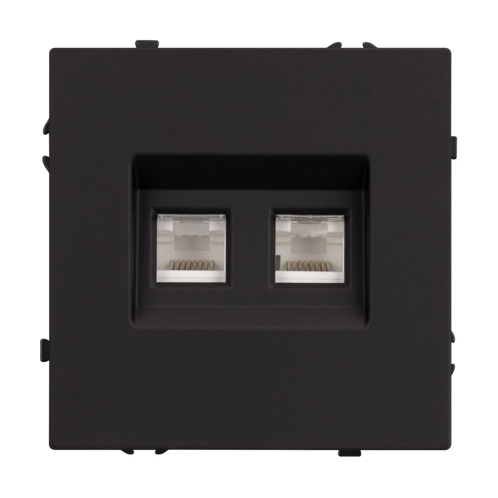 Механизм сдвоенной компьютерной розетки SCT-NOBE-MPC2-SFPL-BK (RJ-45, CAT6) (Arlight, Черный оникс) 054313