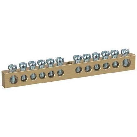 Шина NO-122-32 PEN земля-ноль 8х12мм 12/1 латунная крепеж по центру Эра Б0047247