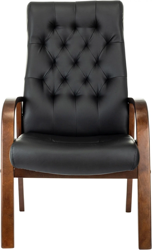 Кресло Бюрократ T-9928WALNUT-CF черный кожа на ножках дерево