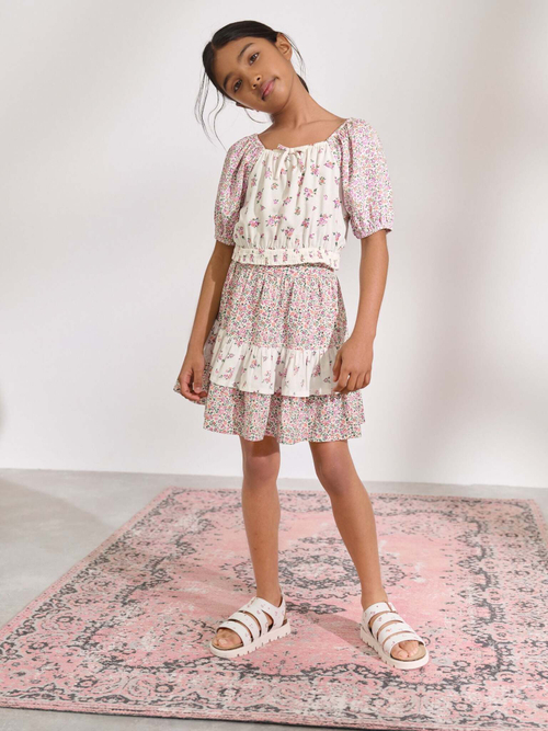 Топ и юбка в комплекте для девочки Next AD6-061, Молочный, Розовый