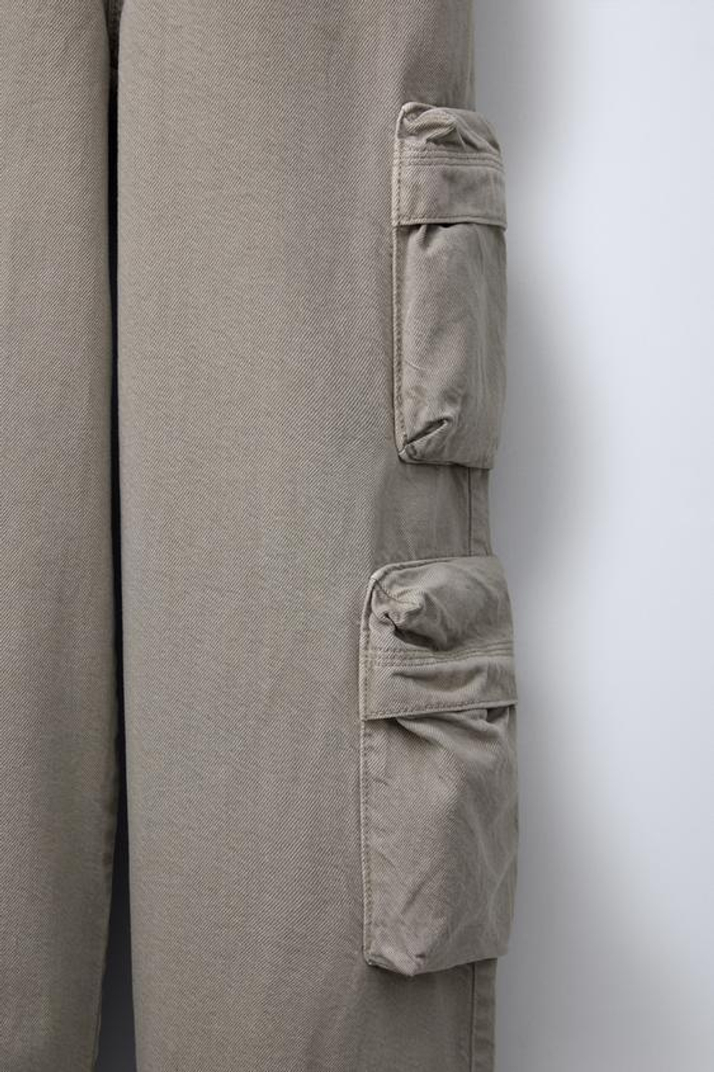 ZARA БРЮКИ КАРГО WIDE LEG, КАМЕННО-СЕРЫЙ
