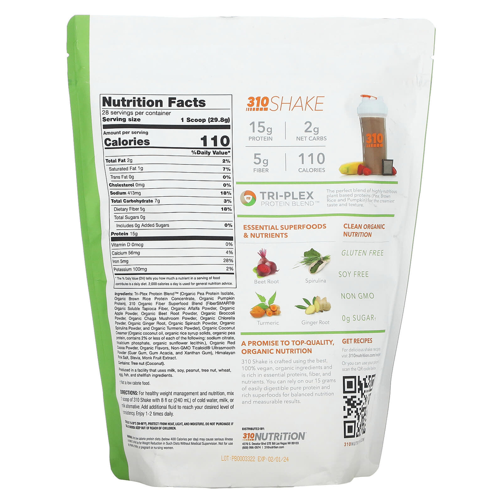 310 Nutrition, Заменитель еды, шоколадный, 834,4 г (29,4 унции)