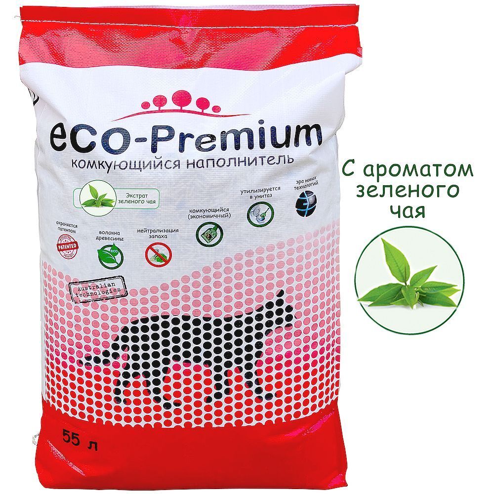 ECO Premium Зеленый чай наполнитель древесный 20,2 кг 55 л