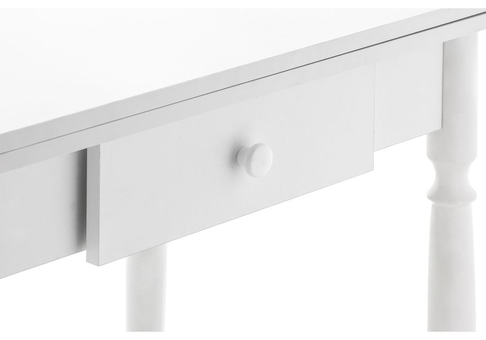 Стол Брентон с ящиком 60(120)х79х75 белый глянец