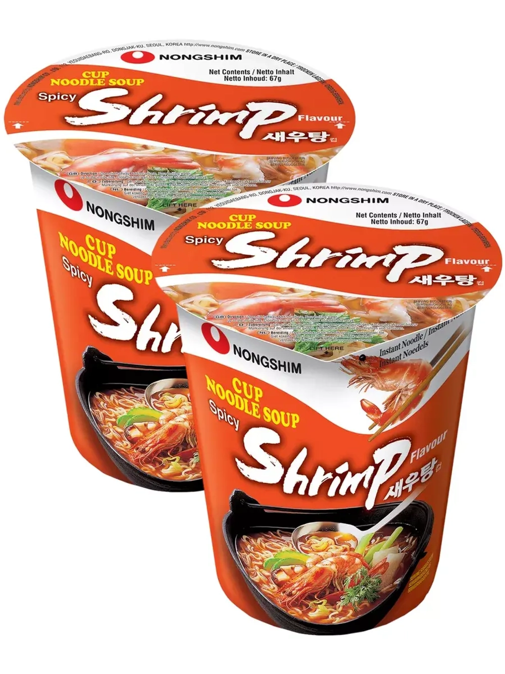 Лапша пшеничная острая Shrimp с креветками 67 г * 2 шт