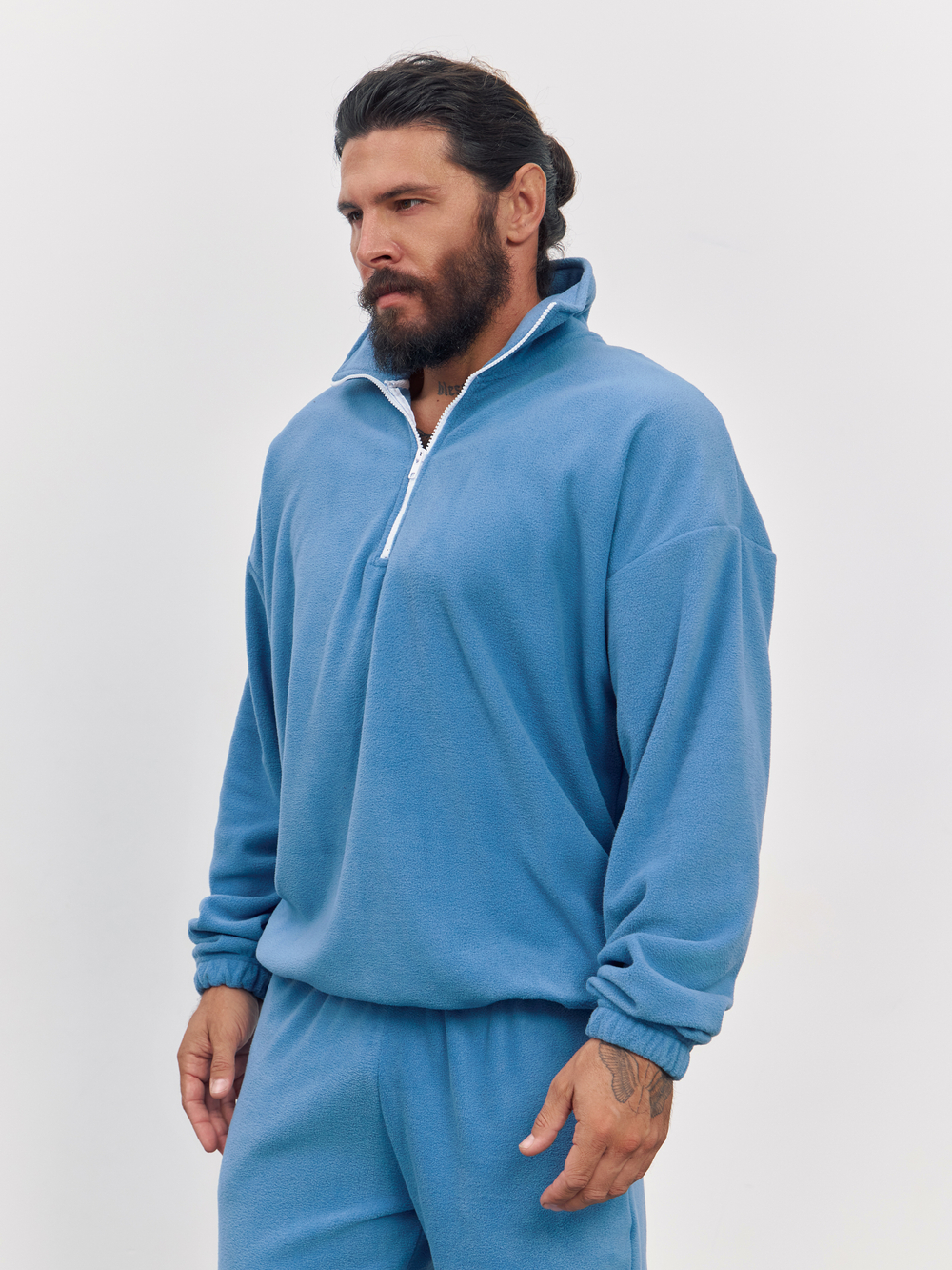 Свитшот "half zip" флисовый (голубой)