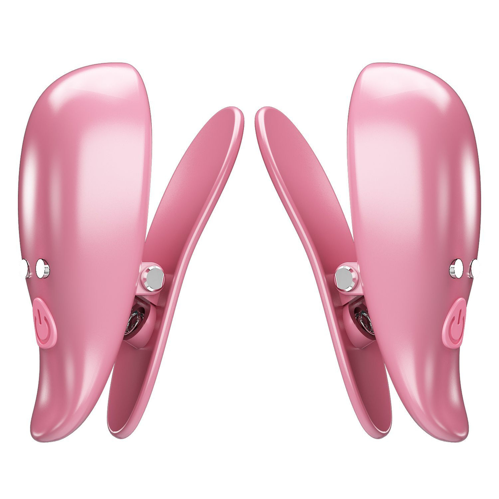 Розовые вибромассажеры для сосков с пультом ДУ Cayley (Цвет: розовый)