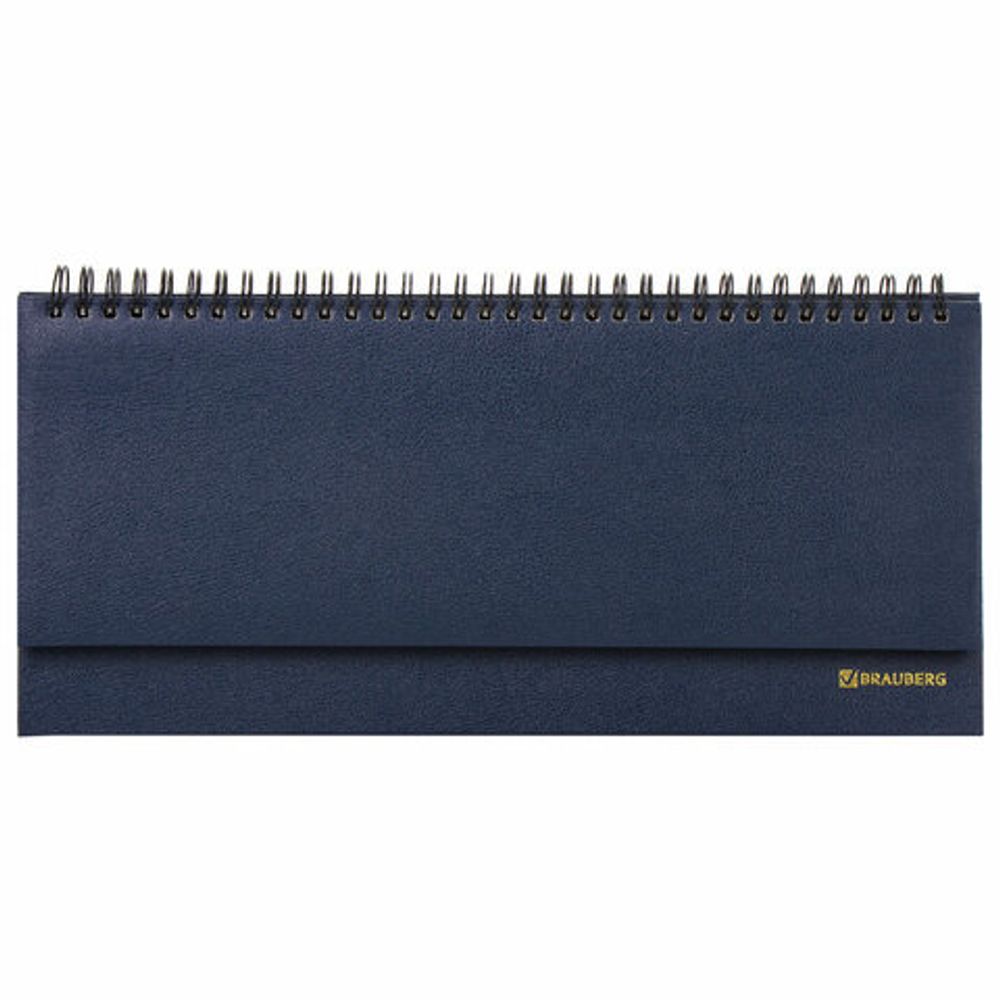 Планинг настольный недатированный (305х140 мм) BRAUBERG "Select", балакрон, 60 л., темно-синий, 123798