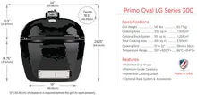 Керамический угольный гриль Primo Oval 300 (Family) All-In-One, 38х56 см, с ножками и столиками