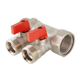 Коллектор для водоснабжения с отсекающими кранами VALTEC 1* х 3/4* евроконус - 3 отвода