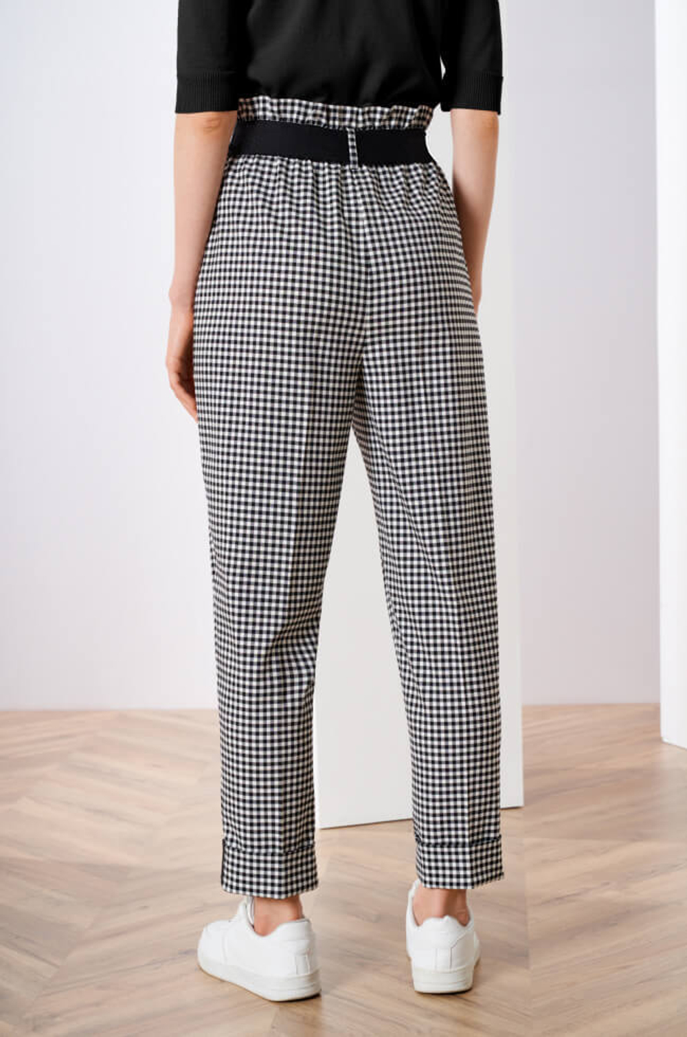 3809 Брюки женские (черно-белая клетка)