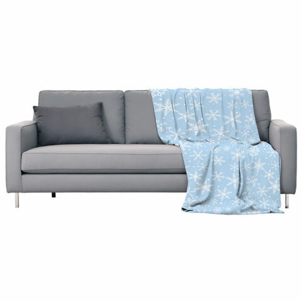 Плед новогодний, 150х200 см, "Снежинки", полиэстер, 210 г/м2, ЗОЛОТАЯ СКАЗКА, 592530