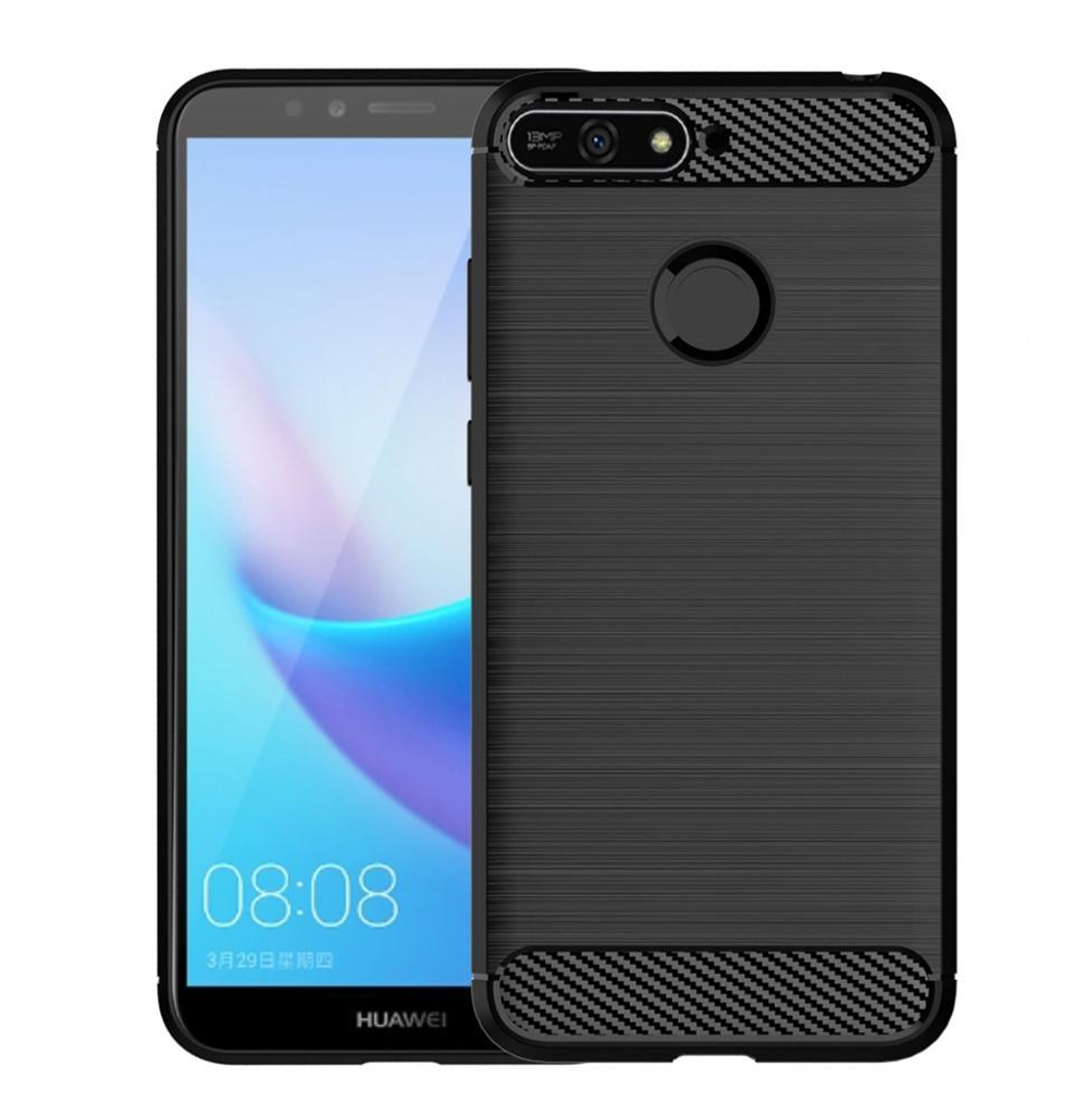 Чехол для Huawei Y6 Prime 2018 (Enjoy 8E, Honor Play 7A Pro) цвет Black (черный), серия Carbon от Caseport