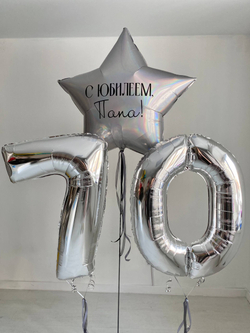 Воздушные шары на юбилей 70 лет серебро №4070