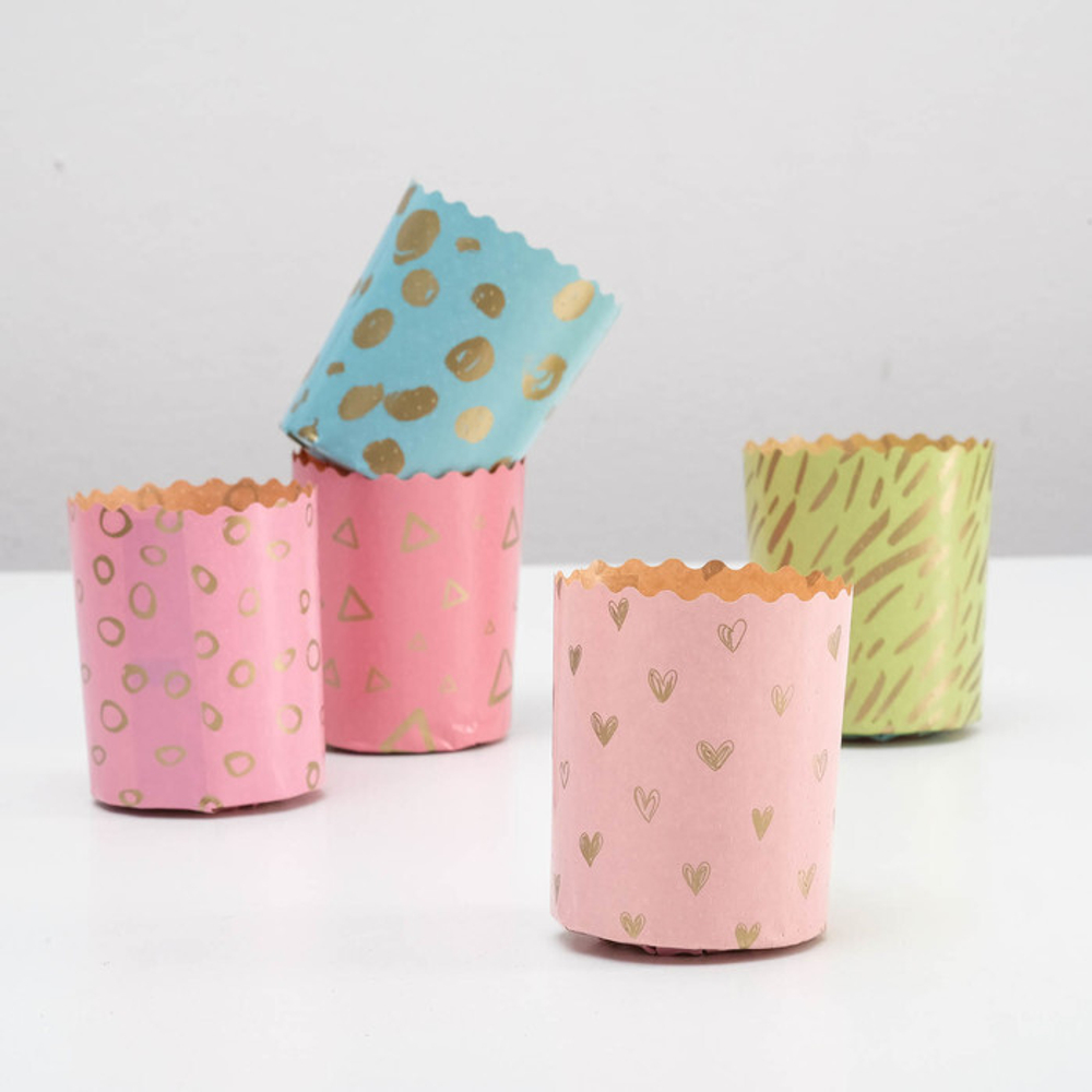 Форма бумажная для кулича 7*8,5см 120-150гр Пастель Микс 10шт