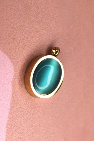 Подвеска голубая позолота 14х10 мм