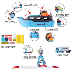 Majorette Creatix - Грузовой корабль с разгрузочной станцией + автомобиль Maersk 2050039 / артикул   2050039  / GTIN 3467452073322