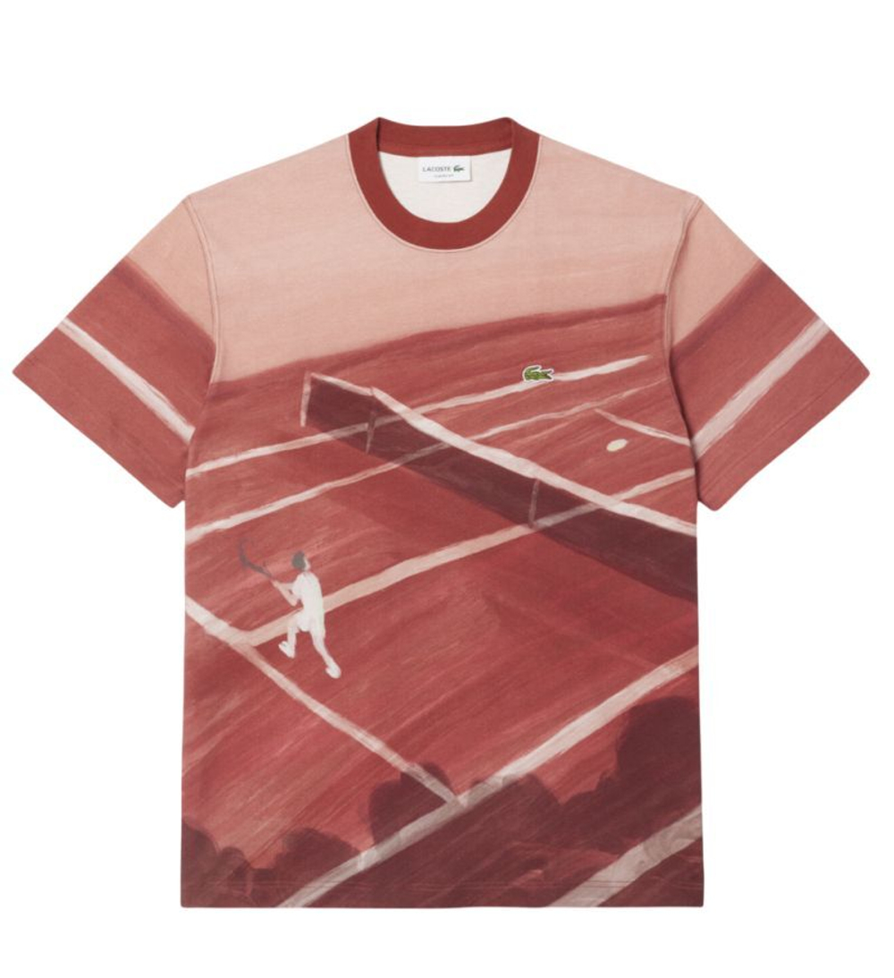 Мужская теннисная футболка Lacoste Classic Fit Tennis Print - Коричневый