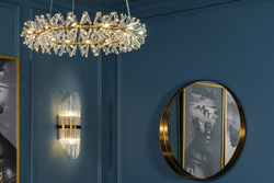 Люстра подвесная латунь, стекло прозр. d60см Garda Decor