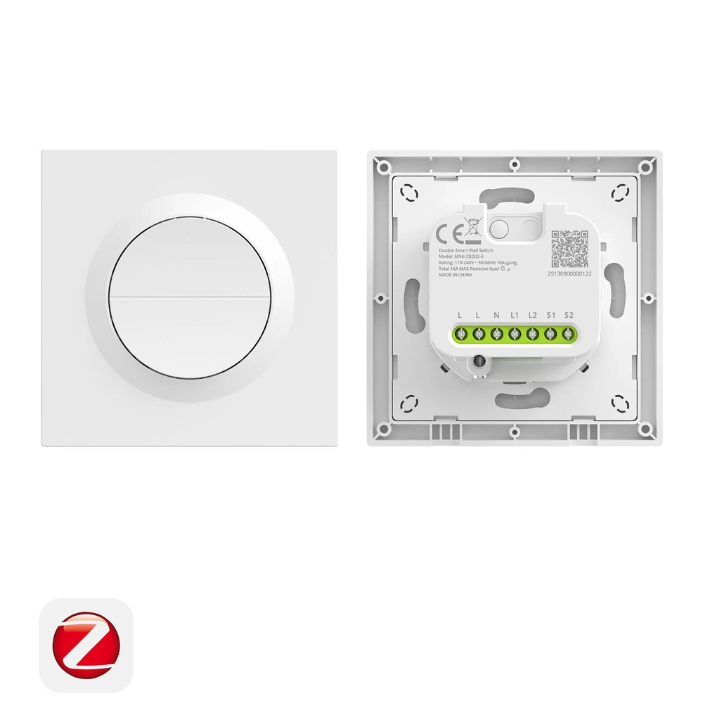 Двухканальный Zigbee выключатель SONOFF MINI-ZB2GS-E (Работает с Алисой, Сбер Салют)