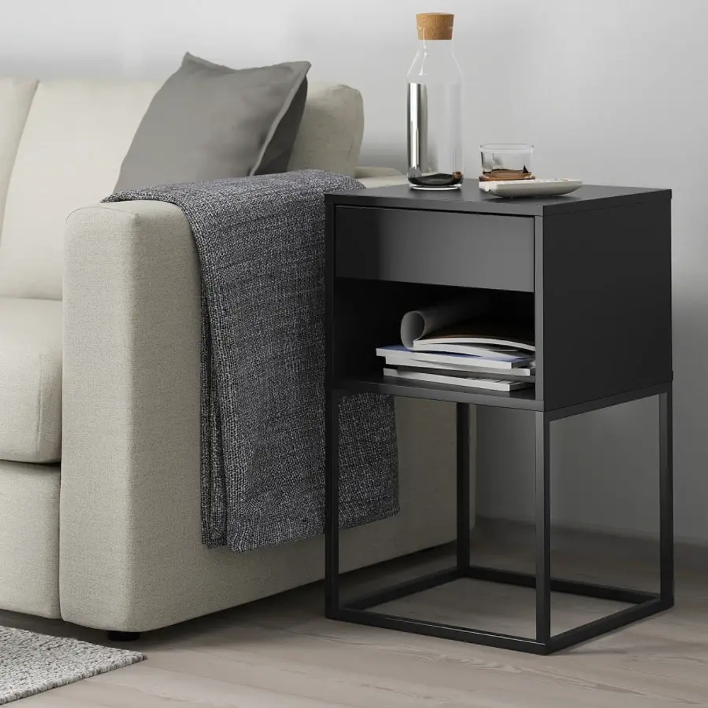 Тумбочка прикроватная - IKEA VIKHAMMER/ВИКХАММЕР ИКЕА, 65х39х40, черный