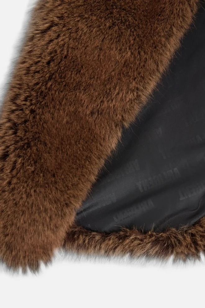 Шарф из экомеха светло-коричневый