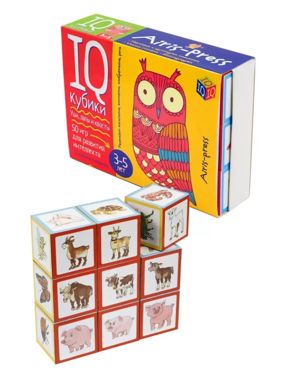 Развивающие IQ-кубики Уши, лапы и хвосты
