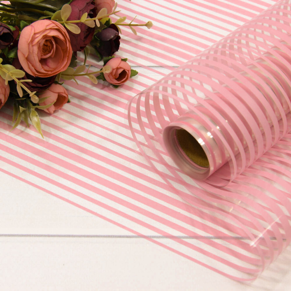Пленка В рулоне 10 м х 58 см "Полоска" (Розовый)