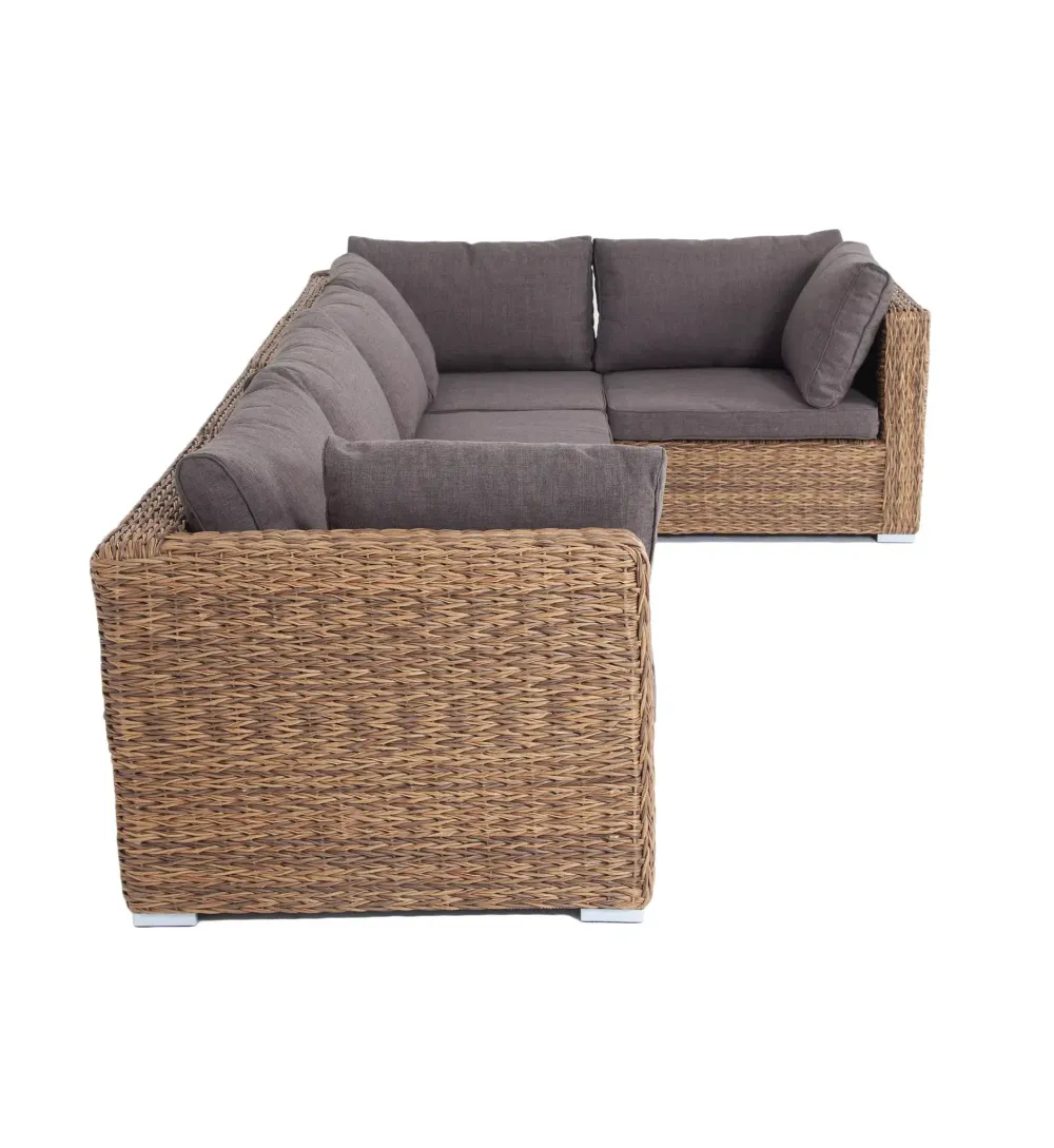 "Лунго" трансформирующийся диван из искусственного ротанга (гиацинт), цвет соломенный