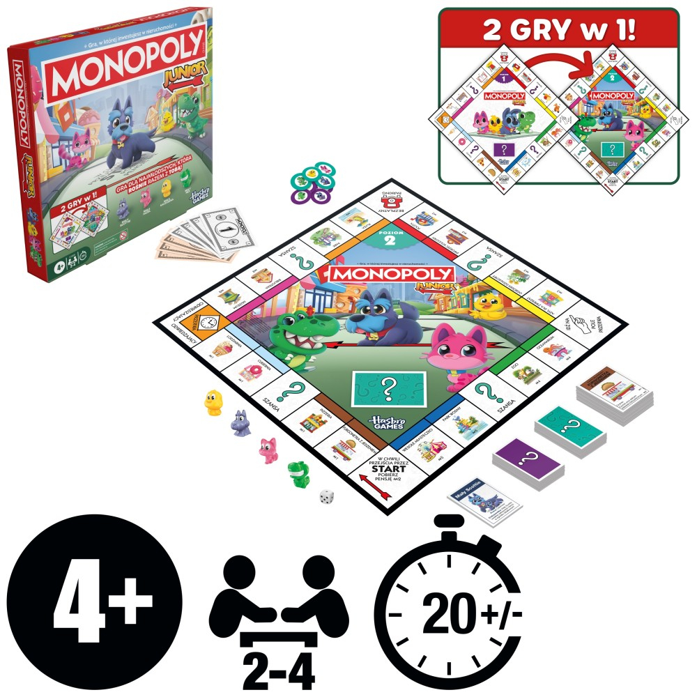 Настольная игра Hasbro G1856 Монополия Джуниор 2в1 для детей G1856 — фото 1