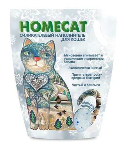 HOMECAT Морозная свежесть Силикагелевый наполнитель для кошачьих туалетов с ароматом морозной свежести, 12,5 л