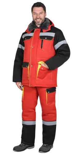 Костюм "ТИТАН" зим: куртка дл., п/к. красный с черным и СОП-50мм. - ПОД ЗАКАЗ