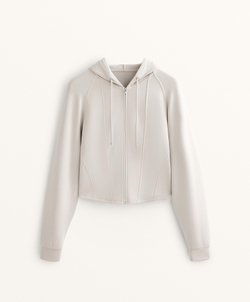 Oysho Приталенная укороченная куртка с капюшоном, серо-коричневый