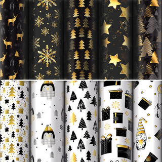 Бумага упаковочная НГ Black.Gold.White 70*100см  ассорти 1 шт