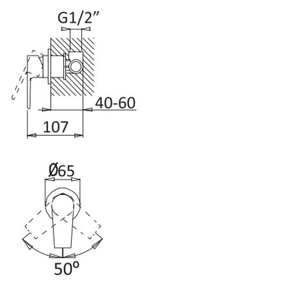 Встраиваемый смеситель для душа CEZARES NAUTIC-DIM-NOP