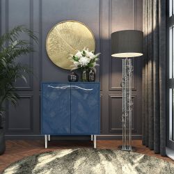 Комод Арт Колор leaves Стайл Сильвер с 2 полками Королевский синий